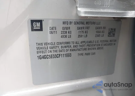 2012 Buick Lacrosse Leather Group из США, поврежденный, VIN 1G4GC5E33CF111693